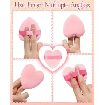 Glavatrix 6Pcs Valentine Powder Puff for Face Powder, Pink Heart Shape Soft Puffs for Applying Face Powders, Normal Size Velour Makeup Puff Beauty Tool for Women