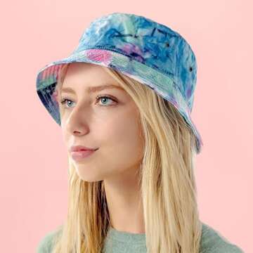 Bucket Hat - Unisex 100% Cotton & Denim UPF 50 Packable Summer Travel Beach Sun Hat(S/M, Black)