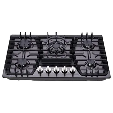 Anlyter 30 Inch Gas Cooktop, 5 Burners Built-in Gas Stovetop Stainless Steel LPG/NG Convertible Gas Stove Dual Fuel Sealed Gas Hob - Black