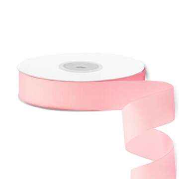 LIUYAXI 1" X 50 Yards Solid Pink Grosgrain Ribbon, Perfect for Crafts, Wedding Decor, DIY Hair Accessories, Sewing, Gift Package Wrapping and More