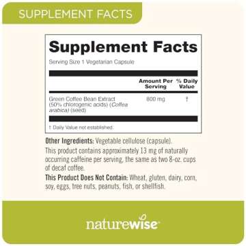 NatureWise Green Coffee Bean Extract 800mg - with 50% Chlorogenic Acids - Support for Weight Goals, Energy, and Antioxidants - Vegan, Non-GMO - 60 Capsules[1-Month Supply]