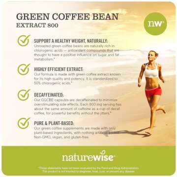 NatureWise Green Coffee Bean Extract 800mg - with 50% Chlorogenic Acids - Support for Weight Goals, Energy, and Antioxidants - Vegan, Non-GMO - 60 Capsules[1-Month Supply]
