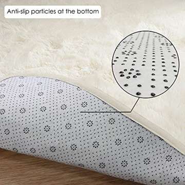 MIEMIE 4x4 Soft White Round Area Rug for Bedroom Modern Fluffy Circle Rug for Kids Girls Baby Room Indoor Plush Circular Nursery Rugs Cute Cozy Area Rugs for Living Room