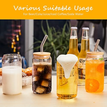Yirilan Glass Cups with Lids and Straws 16oz Ideal for All Beverages