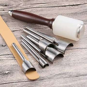 Caydo 8 Pieces Leather Tools Craft Half-Round Cutter Punch for Crafting Strap Belt, Wallet and Bag, 5-40 mm