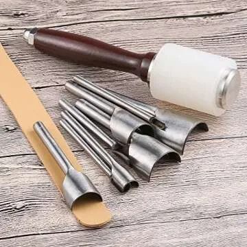 Caydo 8 Pieces Leather Tools Craft Half-Round Cutter Punch for Crafting Strap Belt, Wallet and Bag, 5-40 mm