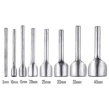 Caydo 8 Pieces Leather Tools Craft Half-Round Cutter Punch for Crafting Strap Belt, Wallet and Bag, 5-40 mm
