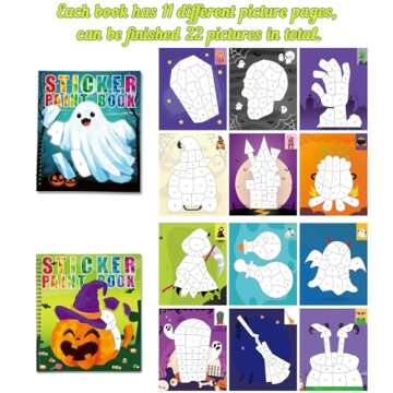 90shine 2PCS Halloween Crafts for Kids Ages 4-8 Sticker Books Gift Party Favors Create 22 Pictures