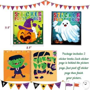 90shine 2PCS Halloween Crafts for Kids Ages 4-8 Sticker Books Gift Party Favors Create 22 Pictures