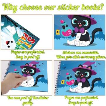 90shine 2PCS Halloween Crafts for Kids Ages 4-8 Sticker Books Gift Party Favors Create 22 Pictures