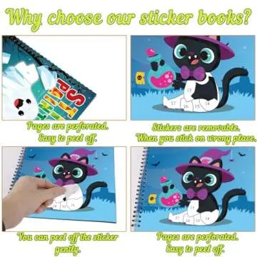 90shine 2PCS Halloween Crafts for Kids Ages 4-8 Sticker Books Gift Party Favors Create 22 Pictures