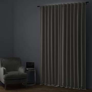 HPD HALF PRICE DRAPES Solid Thermal Insulated Blackout Curtains for Bedroom 108 Inches Long Curtain (1 Panel) Signature Blackout Linen Window Curtains for Living Room, 50W x 108L, Destination Slate