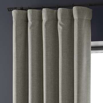 HPD HALF PRICE DRAPES Solid Thermal Insulated Blackout Curtains for Bedroom 108 Inches Long Curtain (1 Panel) Signature Blackout Linen Window Curtains for Living Room, 50W x 108L, Destination Slate