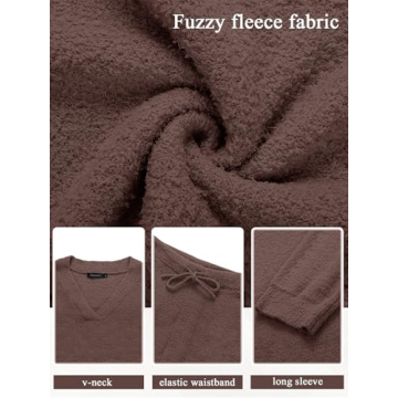 MEROKEETY Cozy Fuzzy Fleece Women’s Pajama Set for Comfort