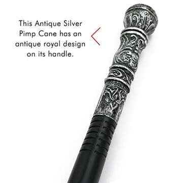 Skeleteen Antique Silver Walking Cane - Elegant Vintage Prop Stick Dress Pimp Canes Costume Accessories for Adults and Kids …