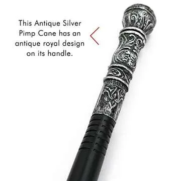 Skeleteen Antique Silver Walking Cane - Elegant Vintage Prop Stick Dress Pimp Canes Costume Accessories for Adults and Kids …