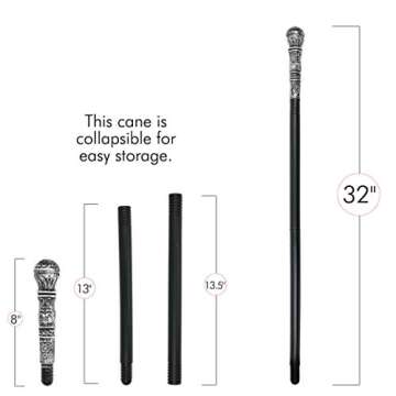 Skeleteen Antique Silver Walking Cane - Elegant Vintage Prop Stick Dress Pimp Canes Costume Accessories for Adults and Kids …