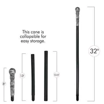 Skeleteen Antique Silver Walking Cane - Elegant Vintage Prop Stick Dress Pimp Canes Costume Accessories for Adults and Kids …