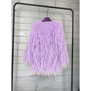 Vickstco Women's Fluffy Faux Fur Outwear Parka Coat,Warm Jackets with Long Sleeve