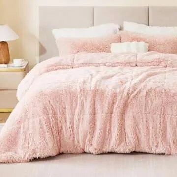Intelligent Design Malea Shaggy Comforter Set, Long Faux Fur Cozy Down Alternative, Modern Casual Ul...