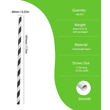 Eco-Friendly Black and White Striped Paper Straws for Events