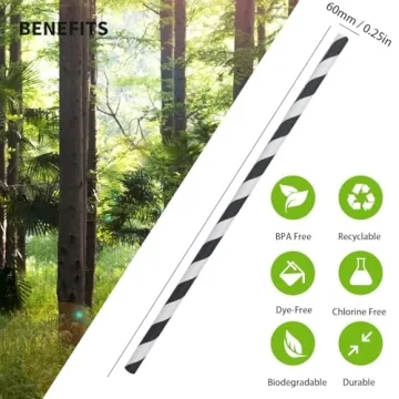 Eco-Friendly Black and White Striped Paper Straws for Events