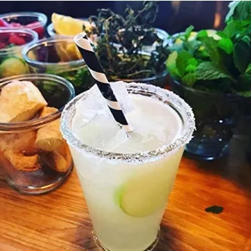 Eco-Friendly Black and White Striped Paper Straws for Events