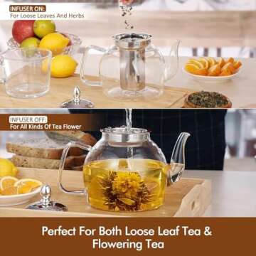 HIWARE Glass Teapot 1500ml with Removable Infuser