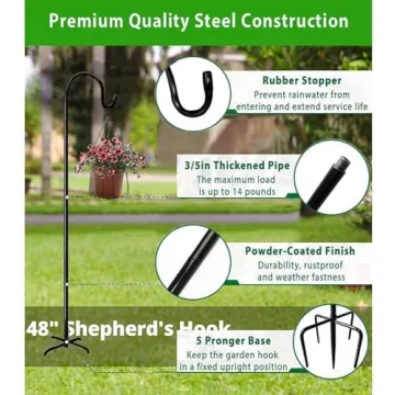 MAXZONE Heavy Duty Adjustable Garden Shepherd Hook