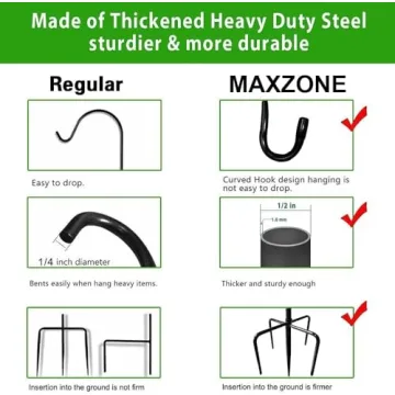MAXZONE Heavy Duty Adjustable Garden Shepherd Hook