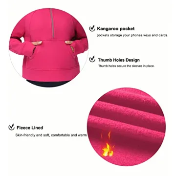 Women's Fleece Half Zip Hoodie with Pockets Thumb Holes
