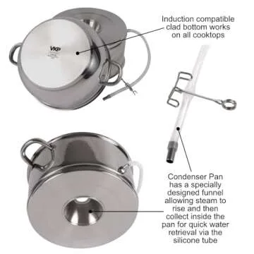 Kitchen Crop Little Creek Stainless Steel Water Distiller, 2 Gallon Capacity, Works on All Stovetops, Double Boiler, Render Lard & Tallow