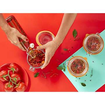 Le Parfait Super Terrine - 350ml French Glass Canning Jar w/Straight Body, Airtight Rubber Seal & Glass Lid, 12oz (Pack of 4) Stainless Wire