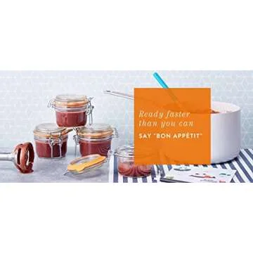 Le Parfait Super Terrine - 350ml French Glass Canning Jar w/Straight Body, Airtight Rubber Seal & Glass Lid, 12oz (Pack of 4) Stainless Wire