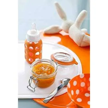 Le Parfait Super Terrine - 350ml French Glass Canning Jar w/Straight Body, Airtight Rubber Seal & Glass Lid, 12oz (Pack of 4) Stainless Wire