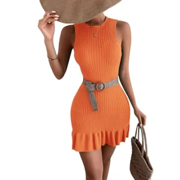 Stylish MakeMeChic Women's Sleeveless Sweater Dress