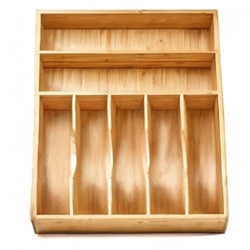 Premium Bamboo Kitchen Drawer Organizer with 7 Slots