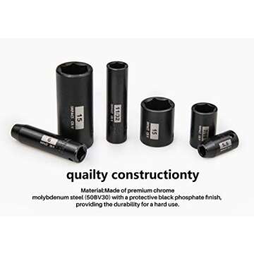 SEKETMAN 50-Piece 1/4" Inch Drive Deep And Shallow Impact Socket Set, SAE/Metric(5/32-Inch to 9/16-Inch and 4-15mm),CR-V-50BV30