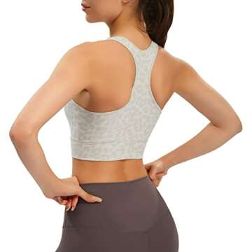JOYSPELS Longline Sports Bras for Women Workout Crop Tank Tops for Women Racerback Padded Medium Support Workout Running Gym Bras for Women