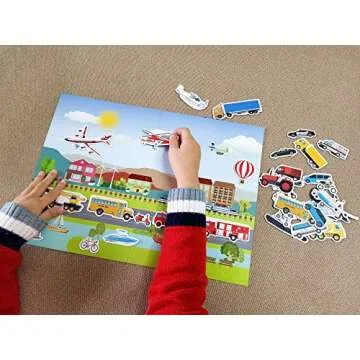 Magnetic Portable Playboard with 39 Vehicle Magnets
