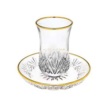 Elegant Godinger Dublin Crystal Kiddush Cup & Saucer Set with Gold Edge