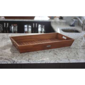 AquaTeak The Original Large Solid Teak Amenities Serving Tray