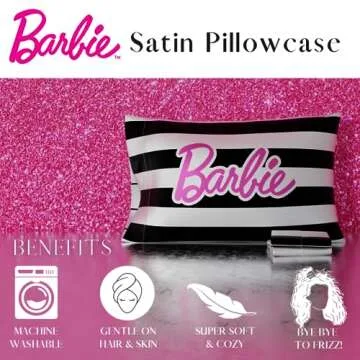 Barbie Barbicore Black & White Striped Satin Pillowcase