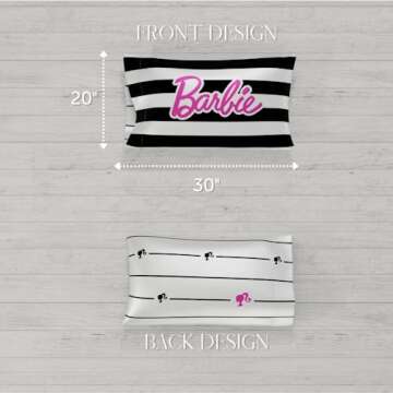 Barbie Barbicore Black & White Striped Satin Pillowcase