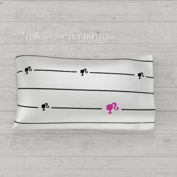 Barbie Barbicore Black & White Striped Satin Pillowcase