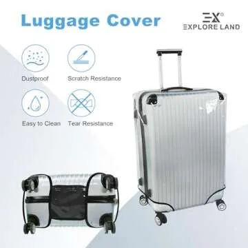 Explore Land Clear Luggage Cover Tough Protector for Suitcase
