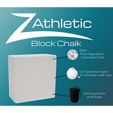 Z Athletic 8 Blocks of 2oz Chalk Total 1lb for Gymnastics, Weightlifting, Rock Climbing, Crossfit