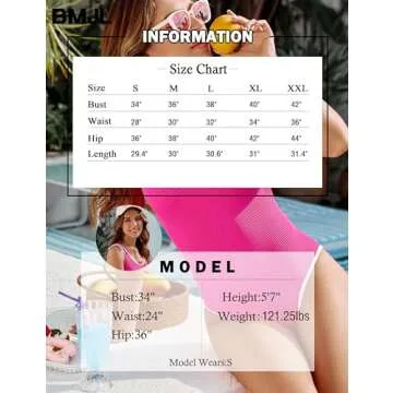 BMJL Women's One Piece Swimsuit Sports Adjustable Strap Bathing Suit Color Block Ribbed High Cut Swimsuits(S,Hot Pink)