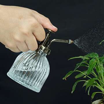 Nattol Vintage Style Clear Glass Bottle Sprayer,Decorative Ribbed Plant Mister with Top Pump(Clear)