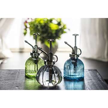 Nattol Vintage Style Clear Glass Bottle Sprayer,Decorative Ribbed Plant Mister with Top Pump(Clear)